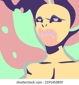 abstract psychedelic alien woman for albums, covers, posters, advertisements, backgrounds, avatars, acid humanized alien
