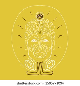abstract psychedelic artwork with a human face and energetic vibes for prints on t shirts and designs