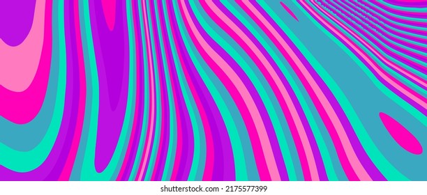 Abstrakter psychedelischer Hintergrund in hellsauren Farben. Die 70er Jahre im Retro-Lavastil.
