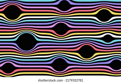 Abstract psychedelic background from colored wavy curves, liquefy lines effect.
