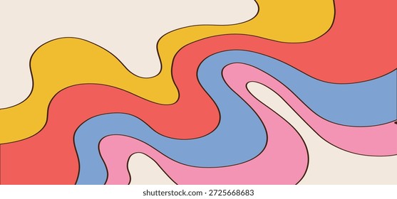 Fondo psicodélico abstracto con ondas coloridas de moda