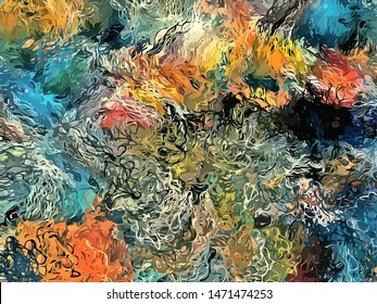 Abstract psychedelic background for design with the texture of chaotically interlaced lines, stains stylized as a spider line, fur
