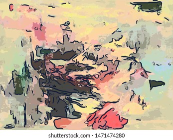 Abstract psychedelic background for design with the texture of chaotically interlaced lines, stains stylized as a spider line, fur