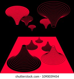 Abstract psychedelic background, futuristic surreal geometric forms. Design idea for your night club. Vector illustration