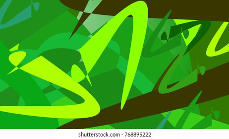 Abstract psychedelic background out of jagged geometrical shapes. Bright green colors.