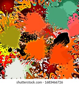 abstract psychedelic background watercolor stylization from colored chaotic brush strokes of different sizes and blurry spots of paint
