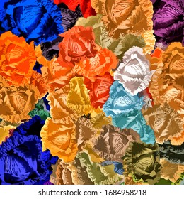 abstract psychedelic background watercolor stylization from colored chaotic brush strokes of different sizes and blurry spots of paint

