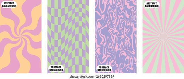 Abstract Psychedelic Backgrounds Set, Vector Illustration