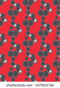 abstract psychedelic circles on an editable red background