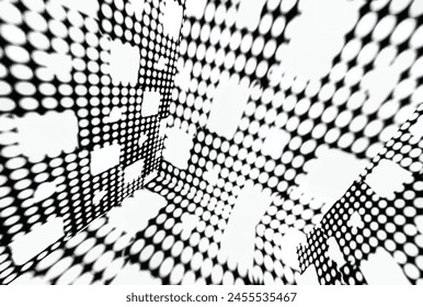 Abstract psychedelic cube for digital wallpaper design. Line art pattern. Trendy texture. Monochrome design.Black and white. Geometry curve lines pattern. Futuristic concept