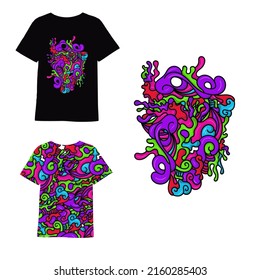 abstract psychedelic design for t-shirt .abstract colorful doodle