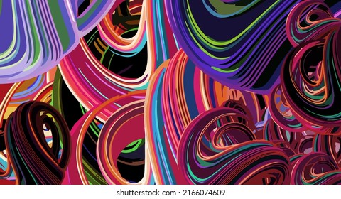 Resumen del fondo psicodélico fractal de la ilustración de acuarela estilizada, manchas de color caóticamente borrosa y trazos de pintura de diferentes tamaños y formas