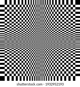 Abstract psychedelic geometric background. Black and white optical illusion.