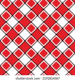 Abstract Psychedelic Geometric Squares Seamless Pattern Trendy Fashion Colors Perfect for Allover Fabric Print or Wrapping Paper Minimal Multicolor Vector Design Red White Tones