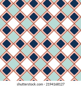 Resumen Plazas Geométricas Psicodélicas Patrón transparente Colores de moda de moda Perfecto para la impresión de tela de alamante o papel de envolver Diseño Vector Multicolor mínimo Pastel Tono azul de la Marina Azul