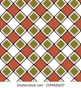 Abstract Psychedelic Geometric Squares Seamless Pattern Trendy Fashion Colors Perfect for Allover Fabric Print or Wrapping Paper Minimal Multicolor Vector Design Amber Brown Olive Green Tones