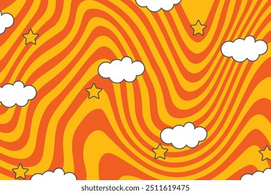 Abstract psychedelic groovy background with grunge texture. Vector illustration.