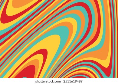 Abstract psychedelic groovy background with grunge texture. Vector illustration.