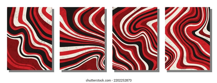 Abstract psychedelic groovy set background. Vector illustration.