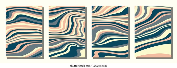 Abstract psychedelic groovy set background. Vector illustration.
