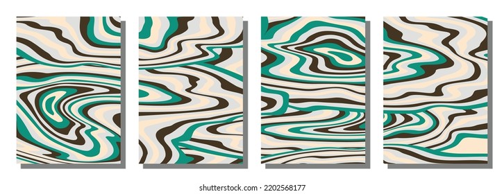 Abstract psychedelic groovy set background. Vector illustration.