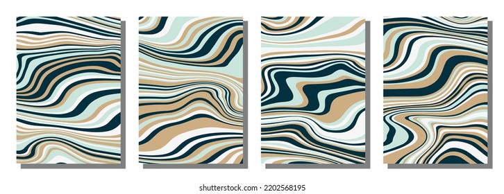 Abstract psychedelic groovy set background. Vector illustration.