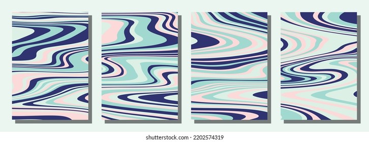 Abstract psychedelic groovy set background. Vector illustration.