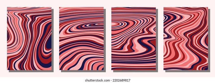 Abstract psychedelic groovy set background. Vector illustration.