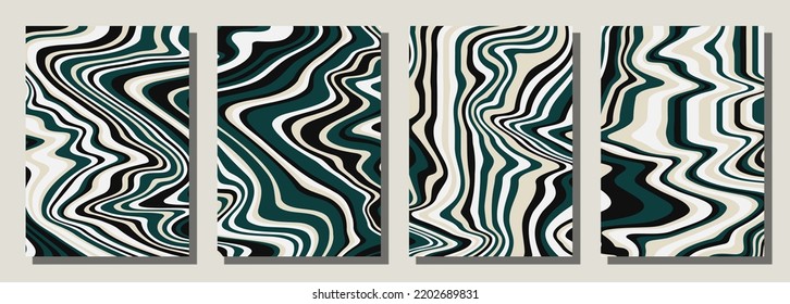 Abstract psychedelic groovy set background. Vector illustration.
