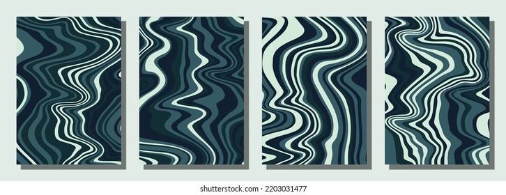 Abstract psychedelic groovy set background. Vector illustration.
