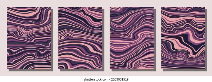 Abstract psychedelic groovy set background. Vector illustration.