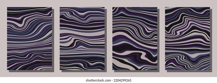 Abstract psychedelic groovy set background. Vector illustration.