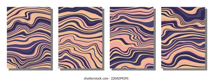 Abstract psychedelic groovy set background. Vector illustration.