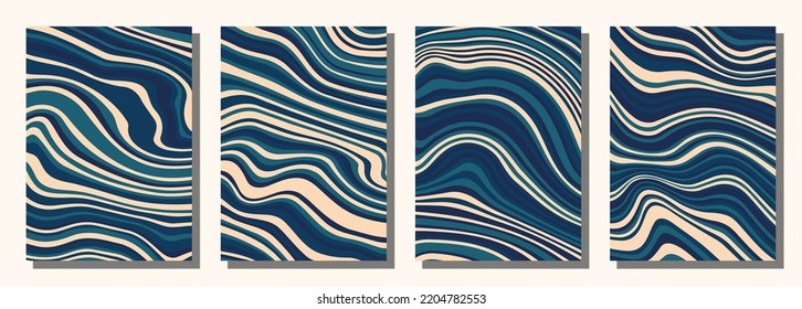 Abstract psychedelic groovy set background. Vector illustration.