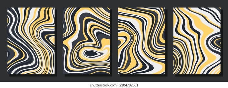 Abstract psychedelic groovy set background. Vector illustration.