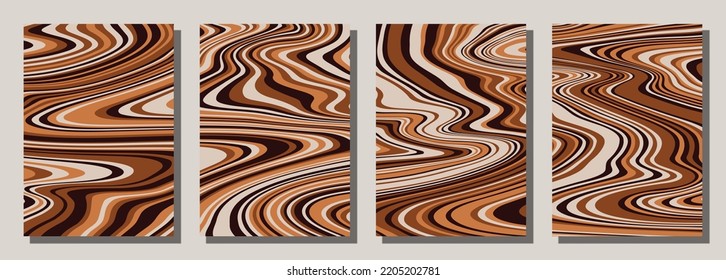 Abstract psychedelic groovy set background. Vector illustration.