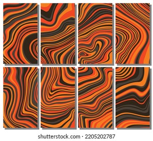 Abstract psychedelic groovy set background. Vector illustration.