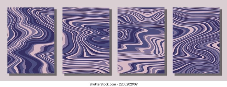 Abstract psychedelic groovy set background. Vector illustration.
