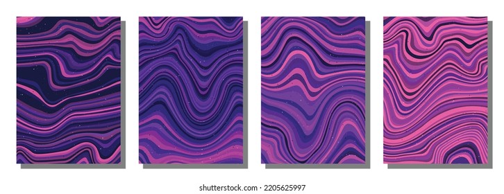 Abstract psychedelic groovy set background. Vector illustration.