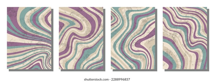 Abstract psychedelic groovy set background. Vector illustration.