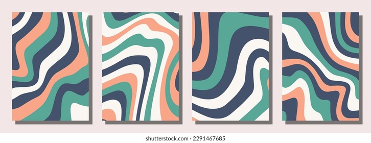 Abstract psychedelic groovy set background. Vector illustration.