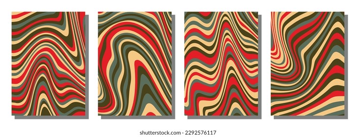 Abstract psychedelic groovy set background. Vector illustration.
