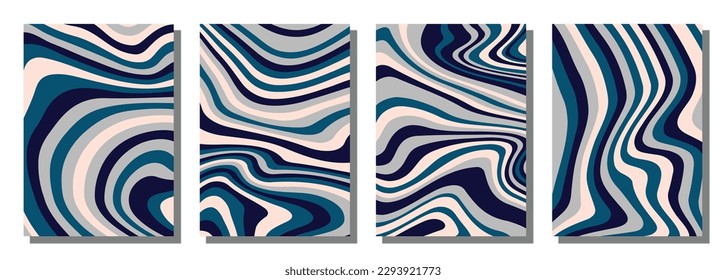 Abstract psychedelic groovy set background. Vector illustration.