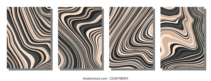 Abstract psychedelic groovy set background. Vector illustration.