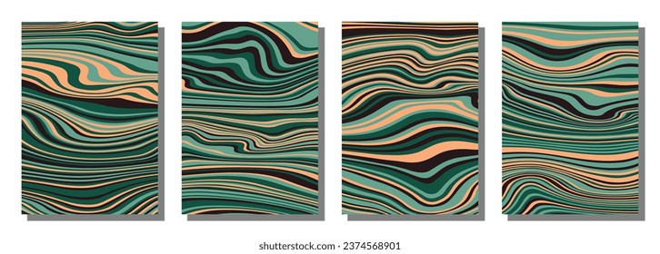 Abstract psychedelic groovy set background. Vector illustration.