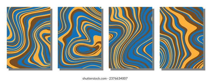 Abstract psychedelic groovy set background. Vector illustration.