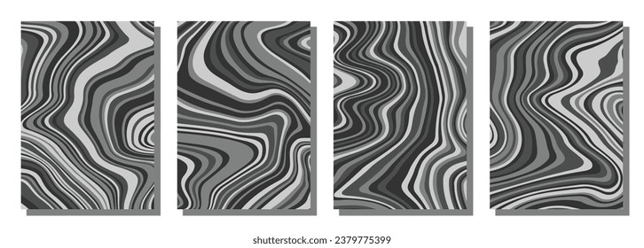 Abstract psychedelic groovy set background. Vector illustration.
