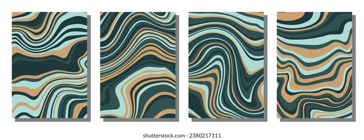 Abstract psychedelic groovy set background. Vector illustration.