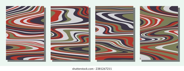 Abstract psychedelic groovy set background. Vector illustration.