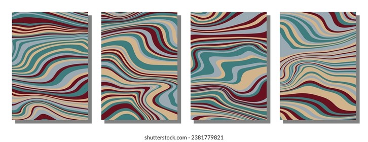 Abstract psychedelic groovy set background. Vector illustration.